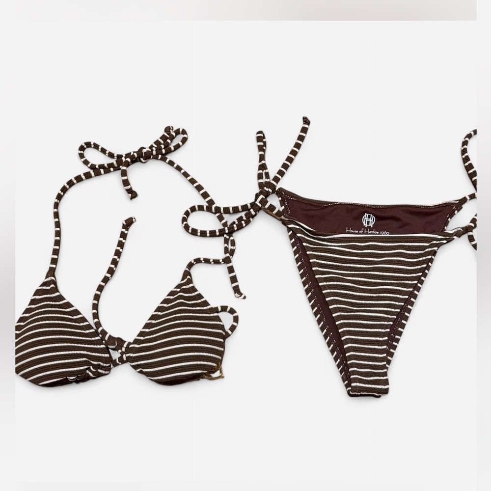 House of Harlow 1960 - Striped Brown and White Bikini